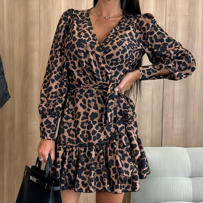 Vestido Cruzado Leopardo Escote en V