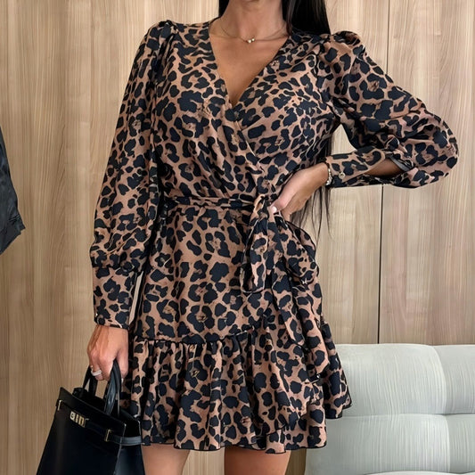 Vestido Cruzado Leopardo Escote en V