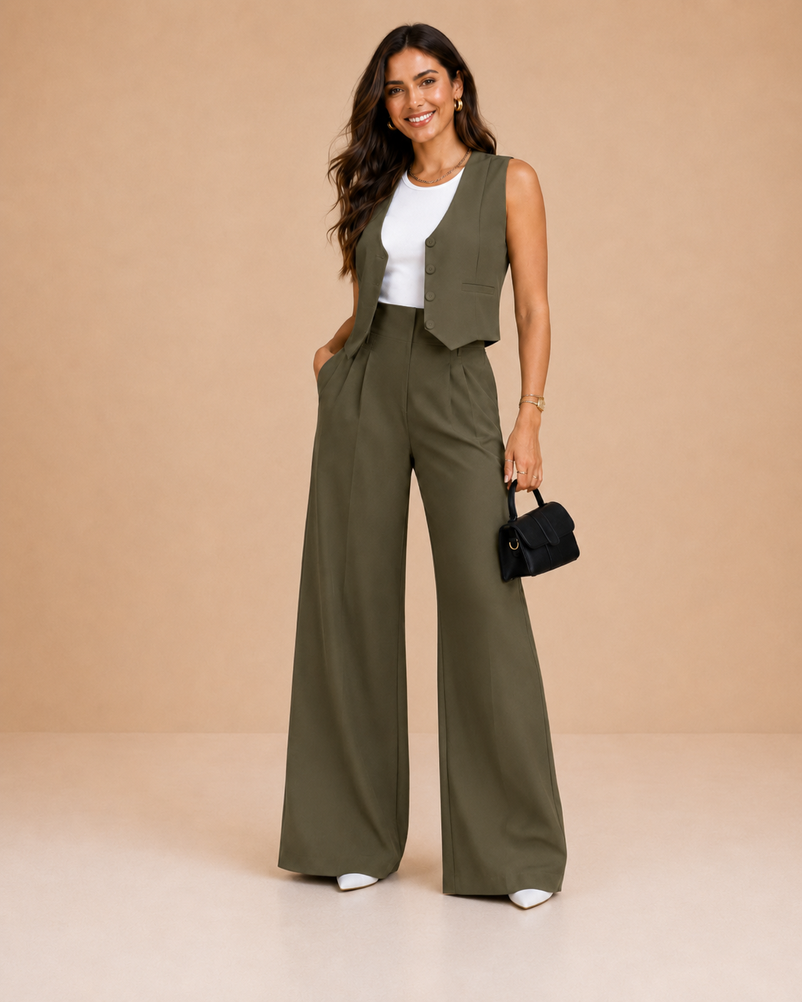 Conjunto Chaleco y Pantalón Plisado