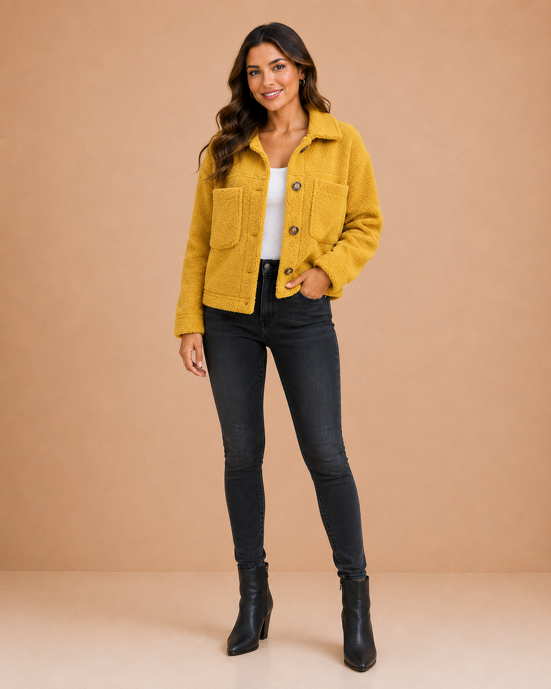 Chaqueta corta de lana elegante