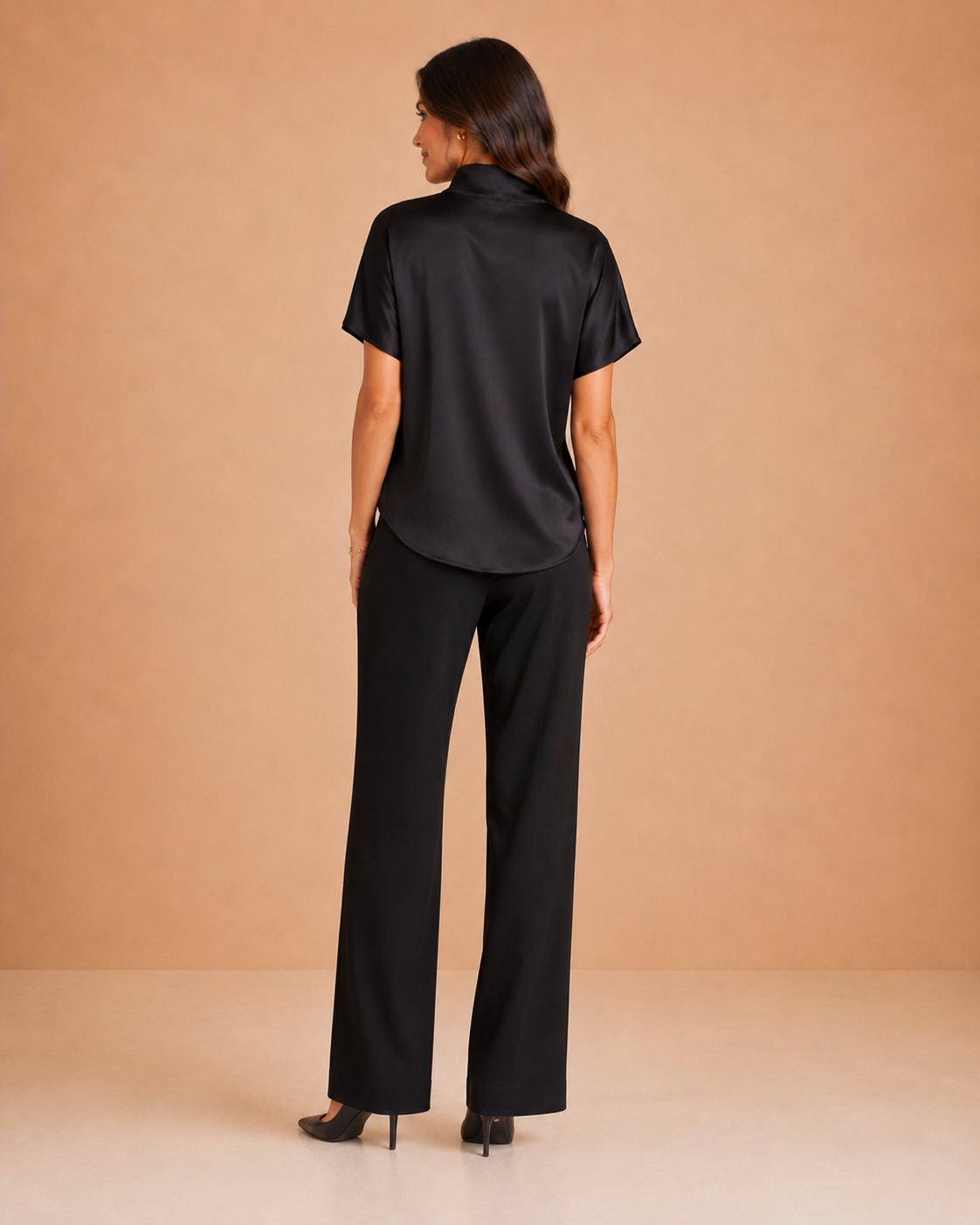 Top Floral Cuello Alto Manga Corta
