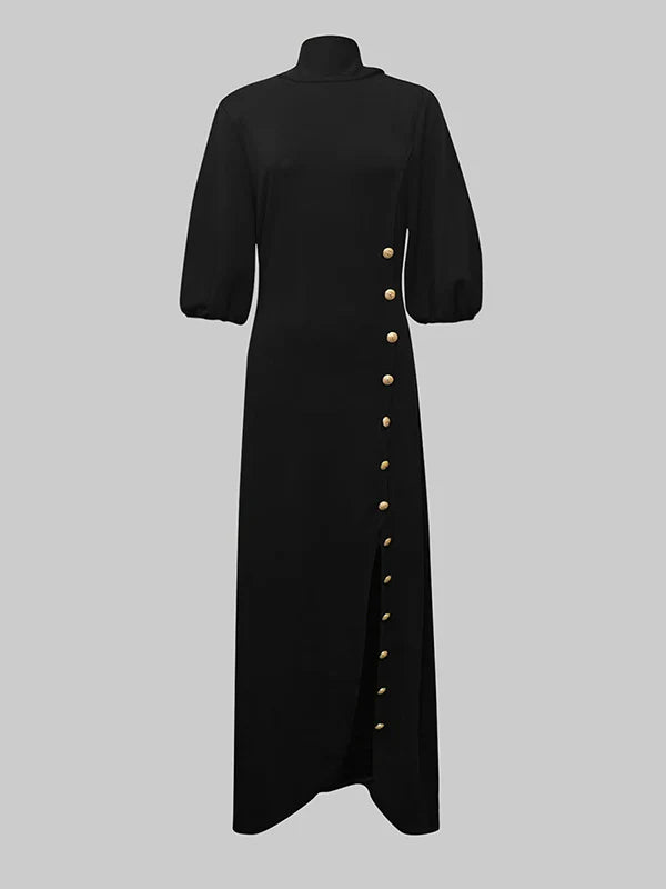 Vestido Largo Mangas Abullonadas