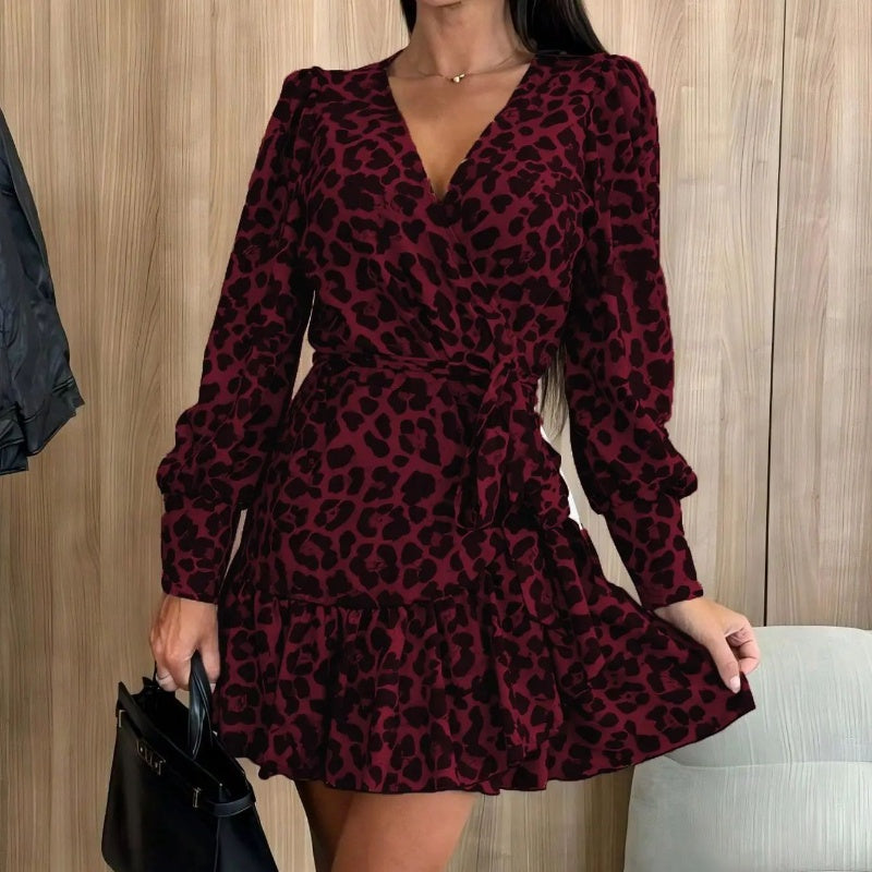 Vestido Cruzado Leopardo Escote en V